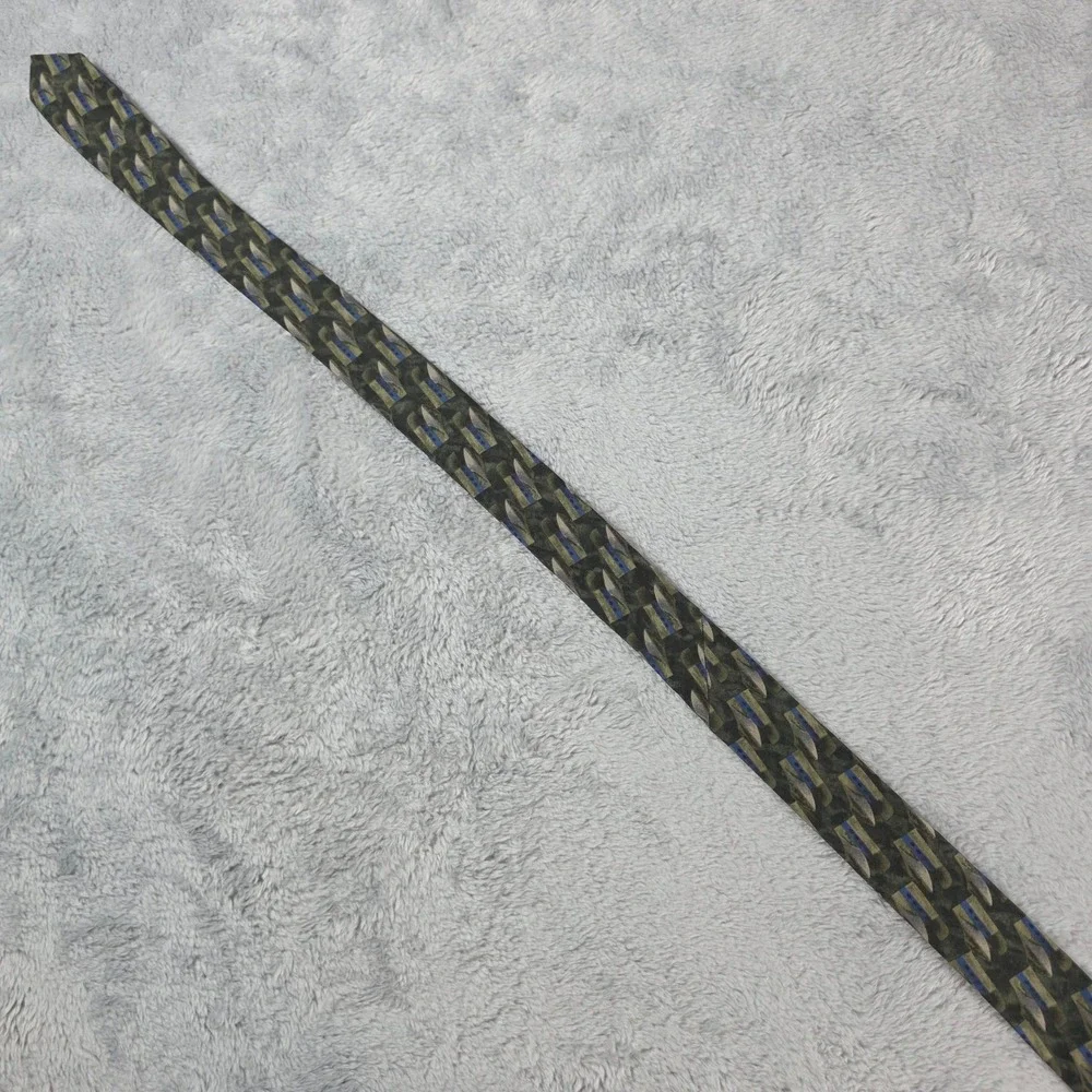 Daniel Hechter‎ Mens Green Geometric Silk Necktie Abstract Professional 4